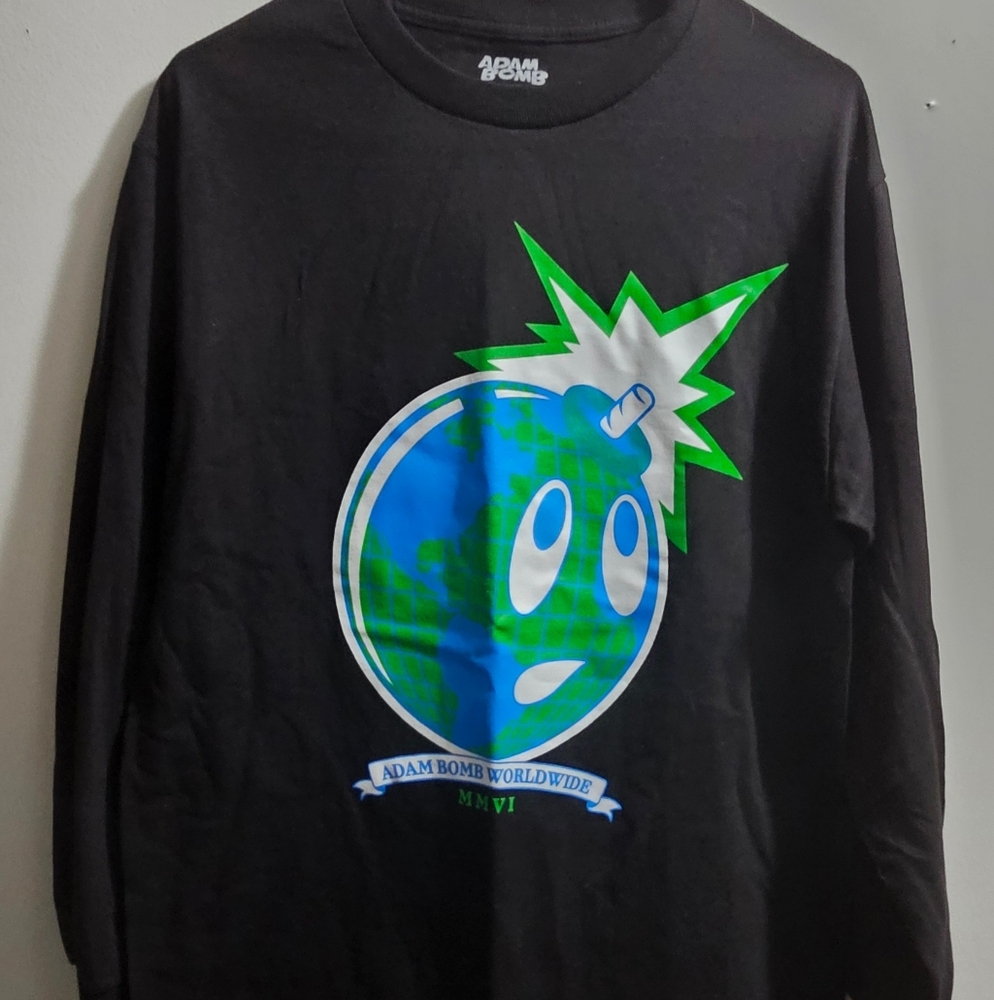 Adam Bomb Worldwide Black Graphic Long Sleeve Shirt
